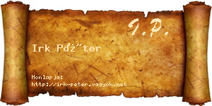 Irk Péter névjegykártya